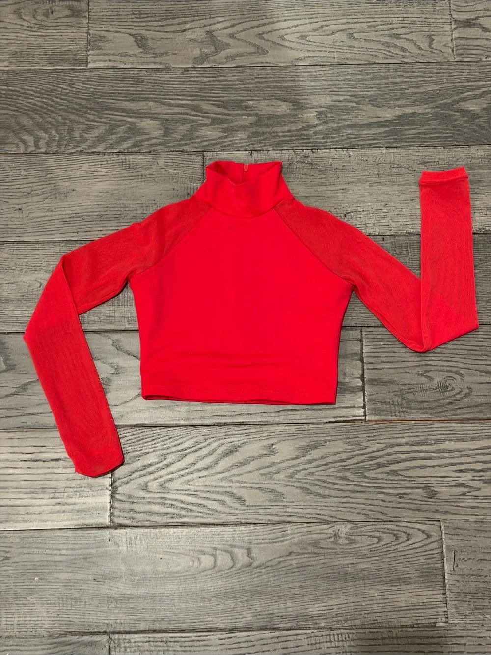 balera Red Long Sleeve Mock Neck Crop Top